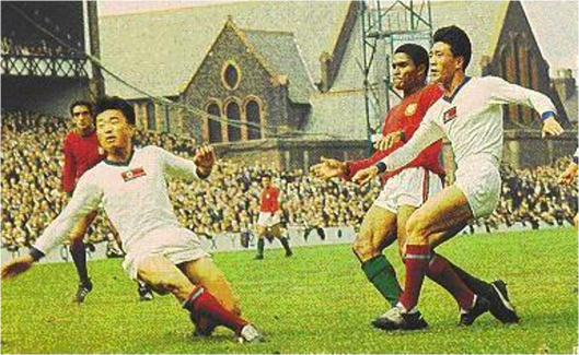 Eusébio na incrível partida contra os coreanos em 1966.